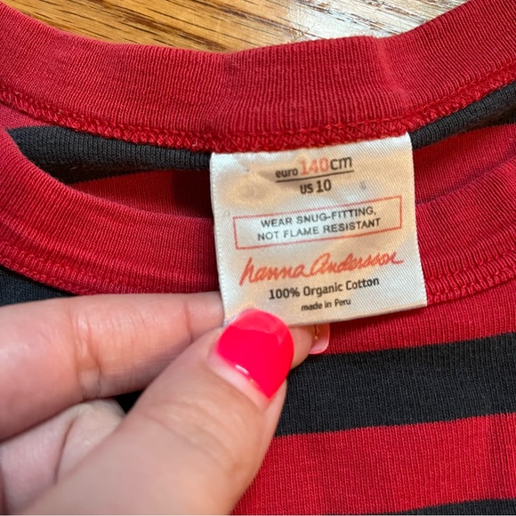 Hanna Andersson red and navy blue pajama top size 140 cm / US 10 - Picture 5 of 5